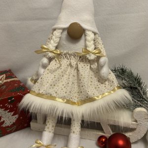 Arany csillag mintás ülő lány manó